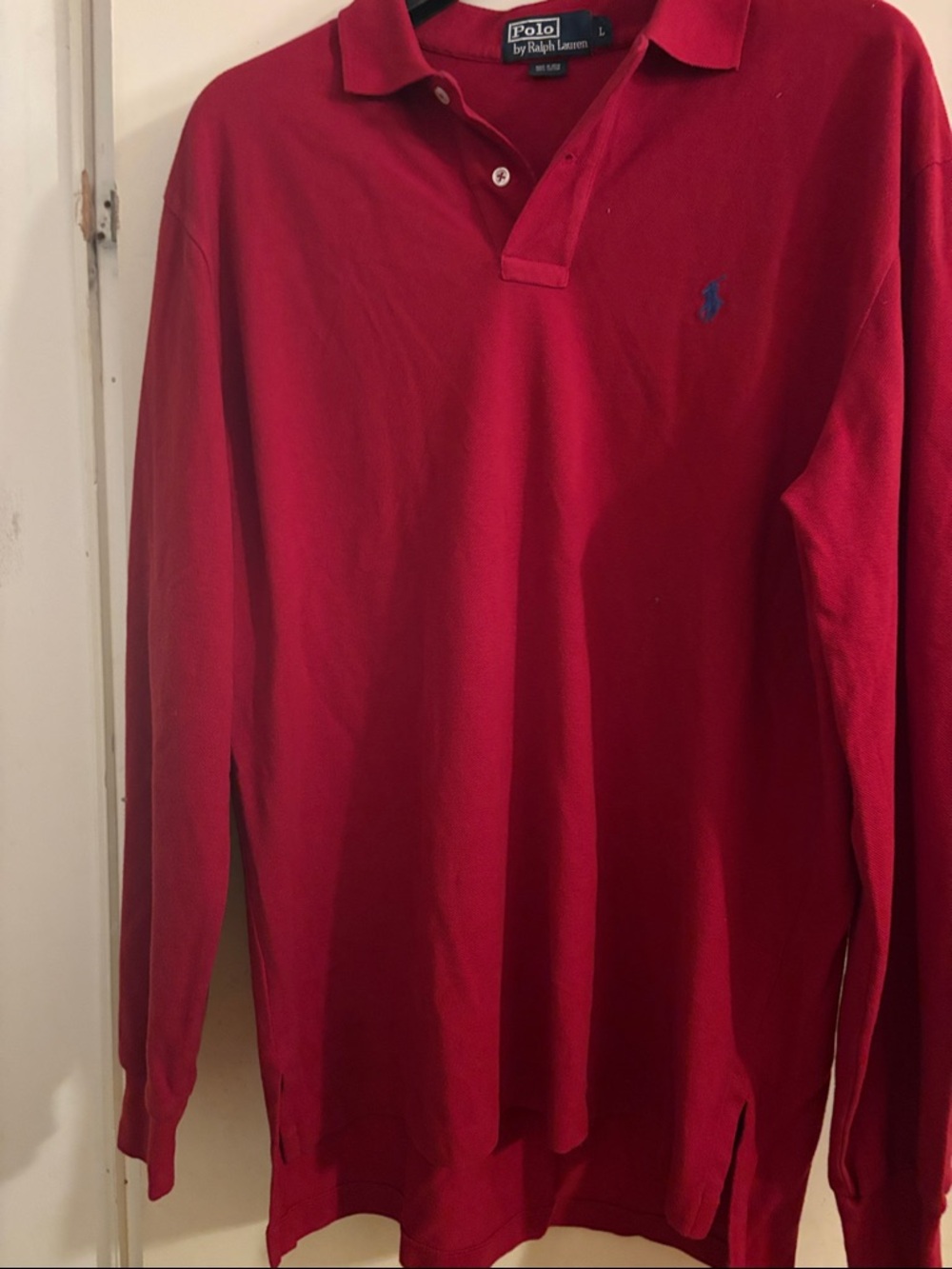 Polo by Ralph Lauren Red Long-Sleeve Polo with Blue Pony
